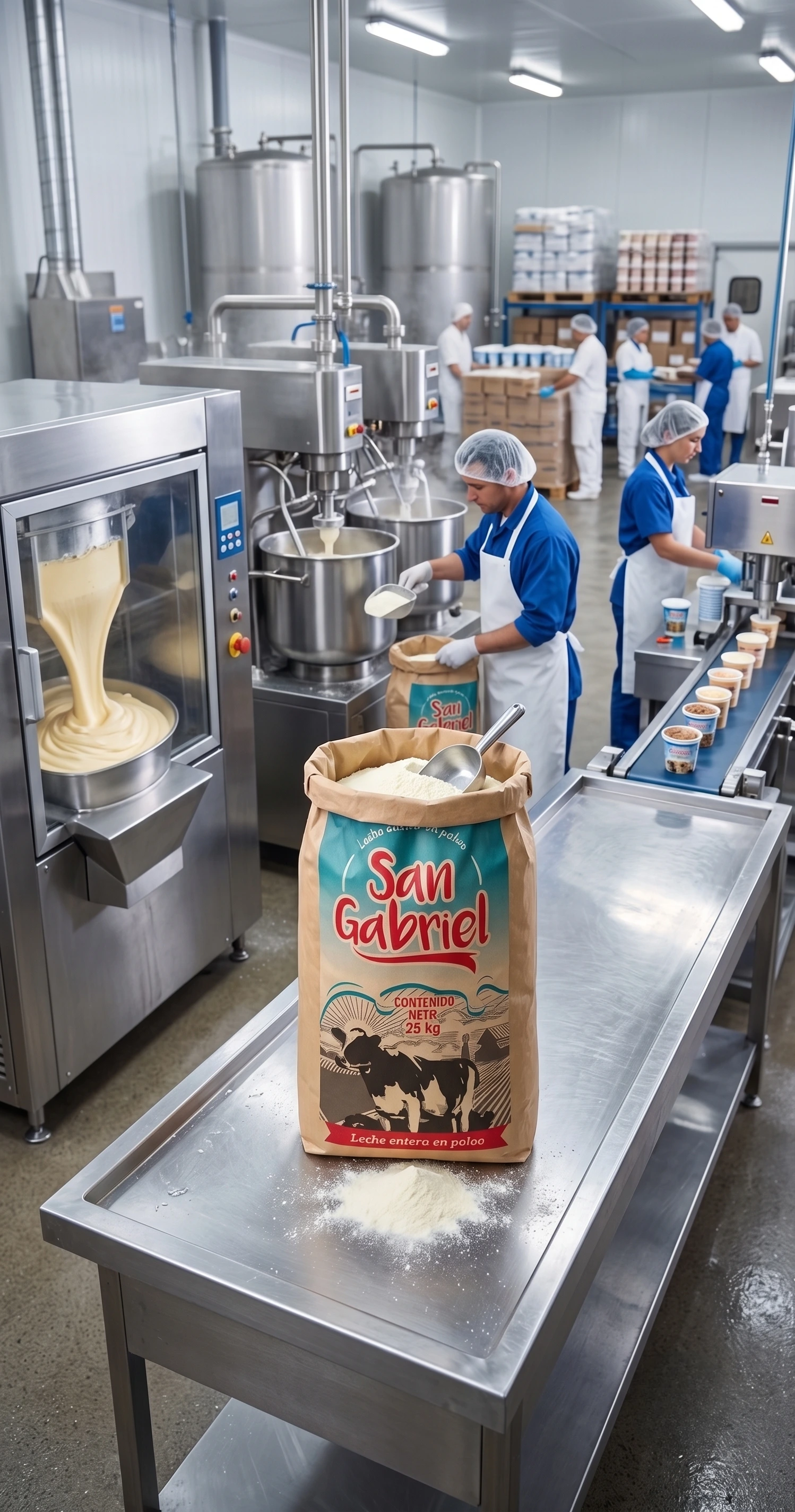 Leche Industrial San Gabriel 25kg en Planta de Procesamiento